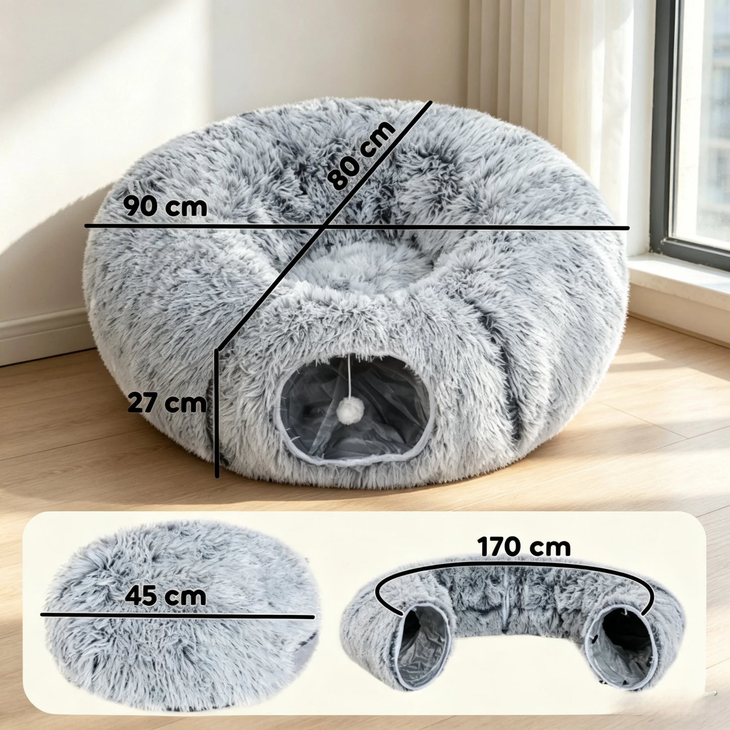 Tunnel et panier combinés en peluche