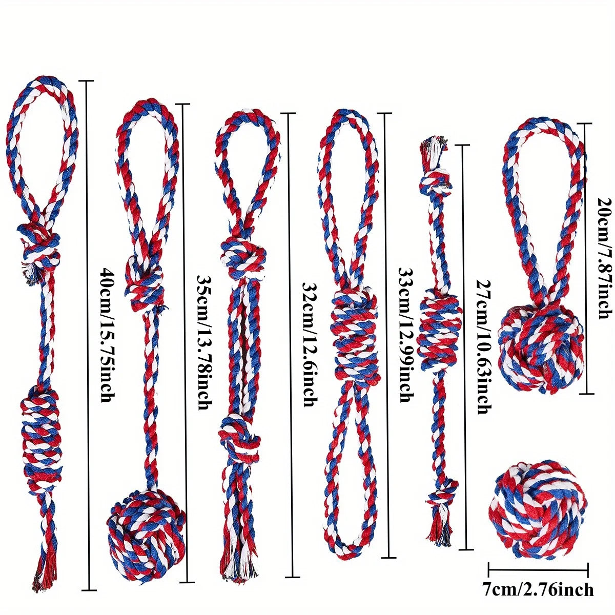 Lot de 7 jouets en corde pour chien