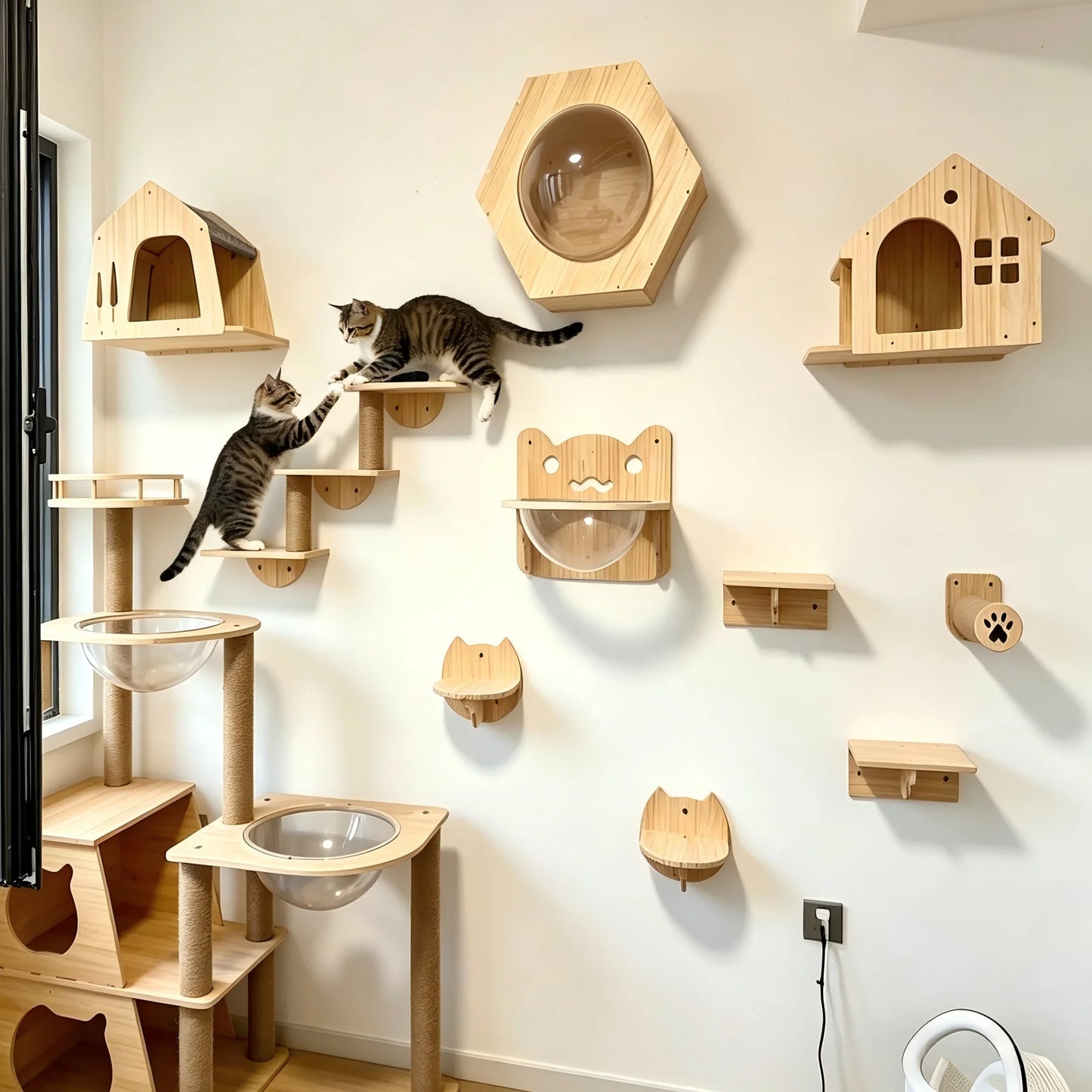 Modules muraux en pin pour chat