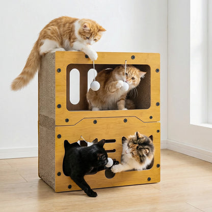 Maison griffoir en carton trois niveaux