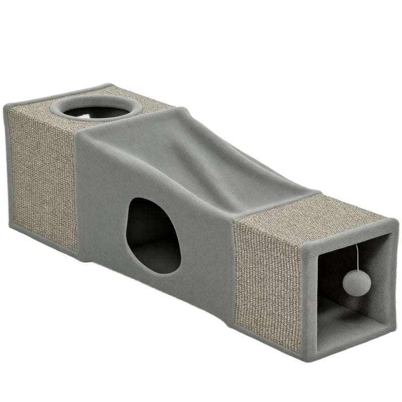 Tunnel de jeu en sisal avec deux abris pour chat