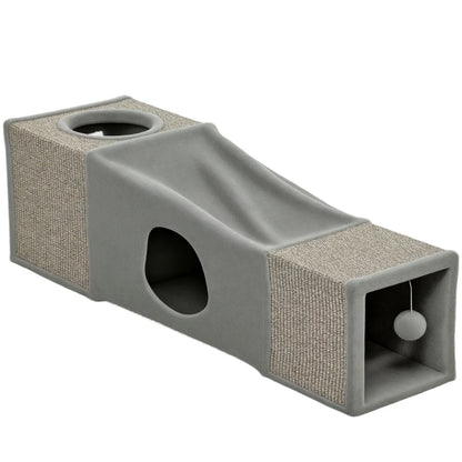 Tunnel de jeu en sisal avec deux abris pour chat