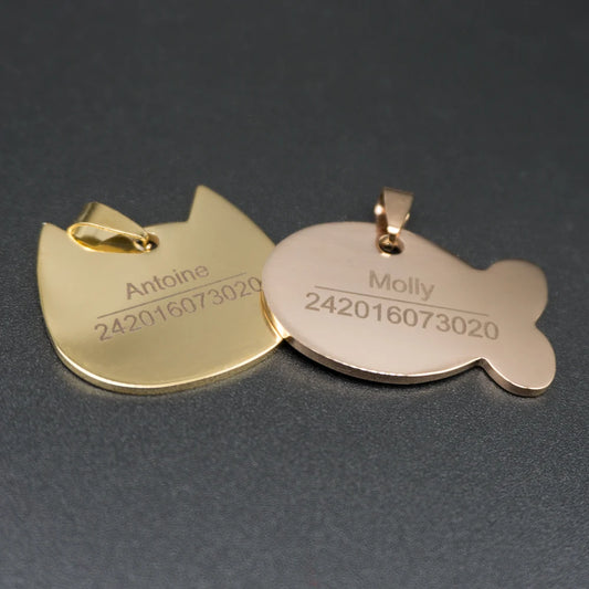 Médaille gravée en acier inoxydable pour chien et chat