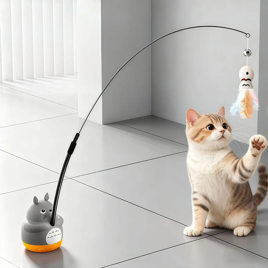 Canne à plumes rotative sur base adhésive pour chat