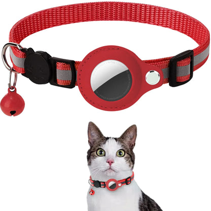 Collier chat porte-AirTag avec bandes réfléchissantes
