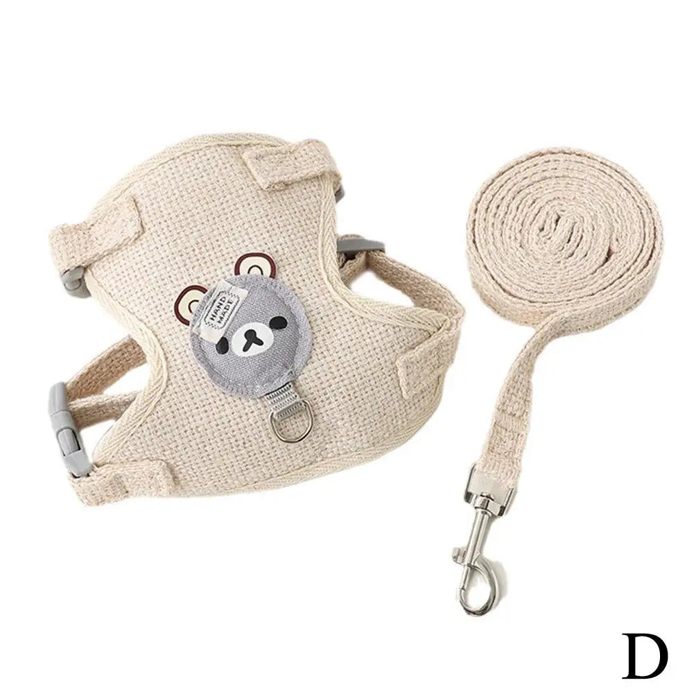 Harnais gilet ourson et laisse pour chat et petit chien