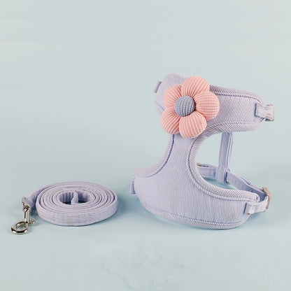 Harnais et laisse pour chat, décor fleur ou animal