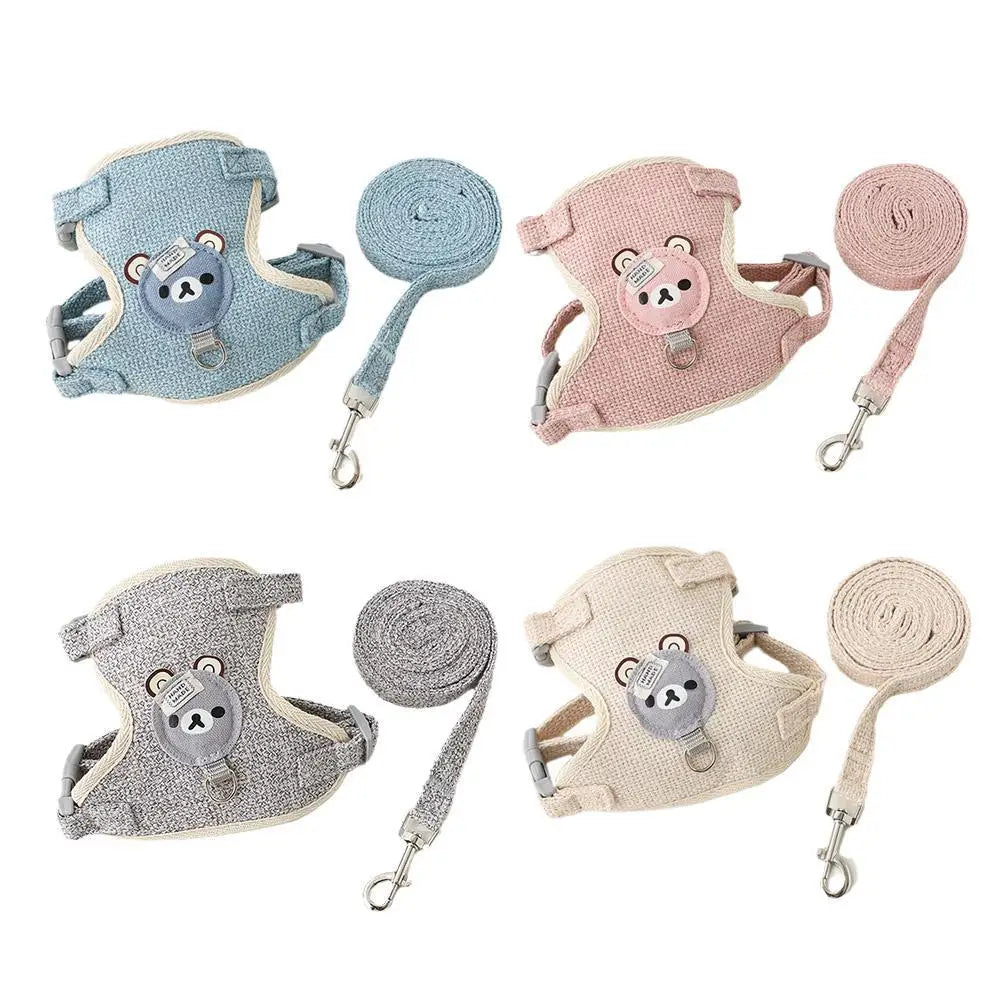 Harnais gilet ourson et laisse pour chat et petit chien
