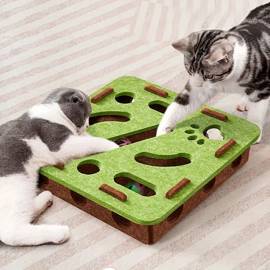 Jouet d'occupation en feutre avec tunnel pour chat