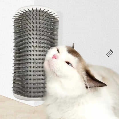 Brosse d'angle à fixer au mur pour que le chat se frotte