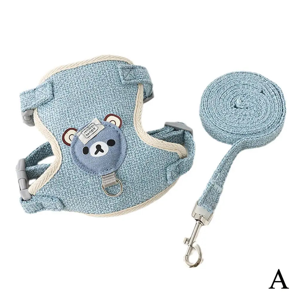 Harnais gilet ourson et laisse pour chat et petit chien