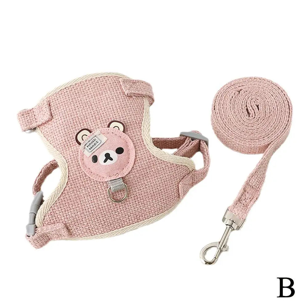 Harnais gilet ourson et laisse pour chat et petit chien