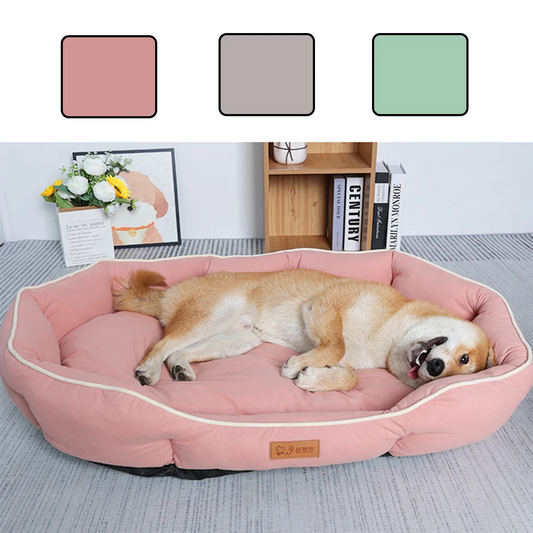 Canapé lit en velours côtelé avec rebords appui-tête pour chien