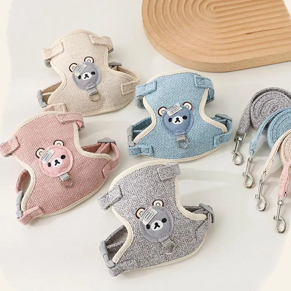 Harnais gilet ourson et laisse pour chat et petit chien