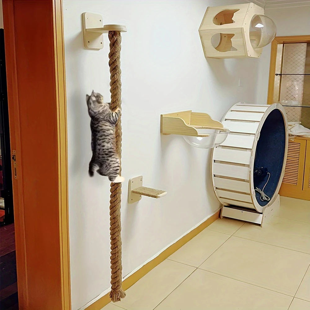 Griffoir mural à cordes en sisal de 150 cm pour chat