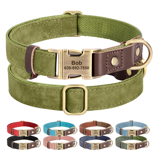 Collier chien personnalisé en cuir PU doublé de nylon