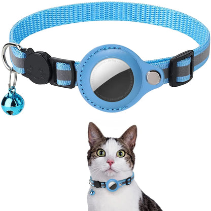 Collier chat porte-AirTag avec bandes réfléchissantes