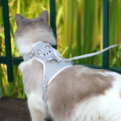 Harnais gilet ourson et laisse pour chat et petit chien