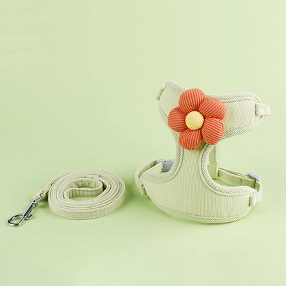 Harnais et laisse pour chat, décor fleur ou animal