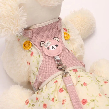 Harnais gilet ourson et laisse pour chat et petit chien