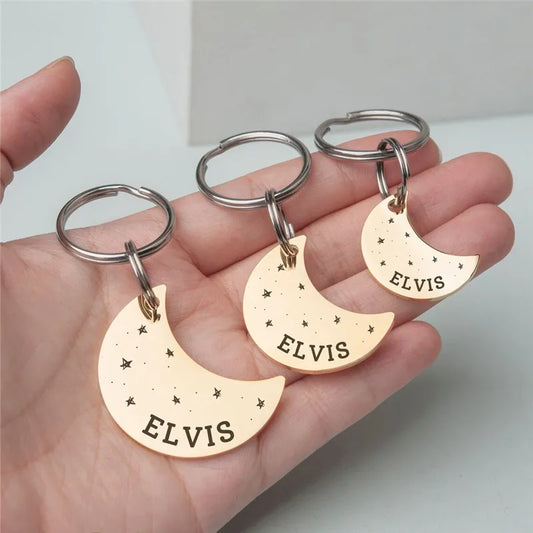 Médaille en forme de lune à graver pour chien et chat