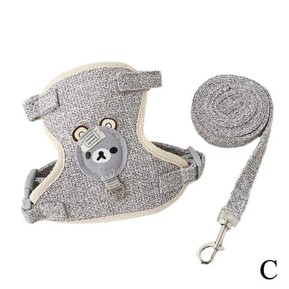 Harnais gilet ourson et laisse pour chat et petit chien