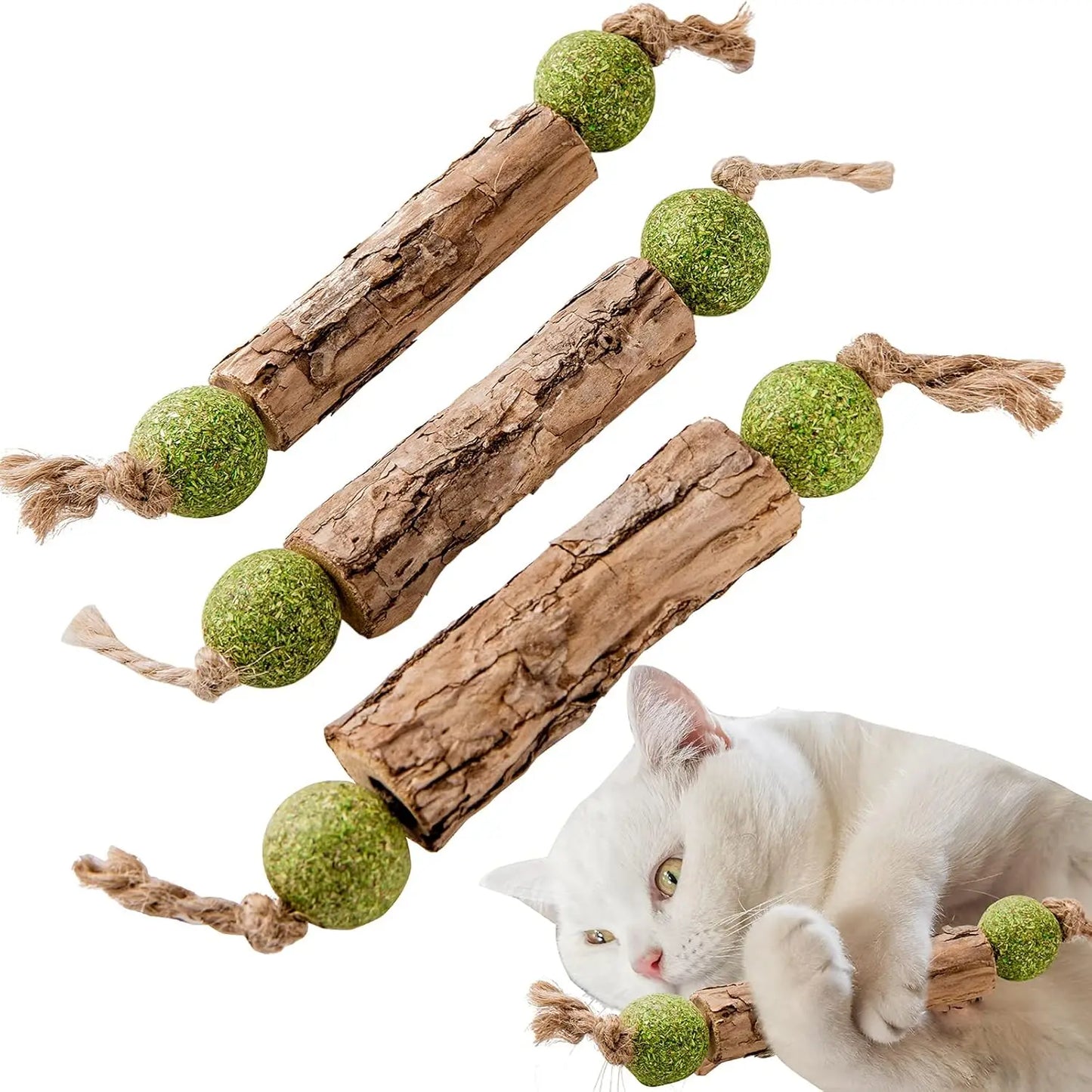 Bâtonnets à mâcher en bois de matatabi enroulés de sisal