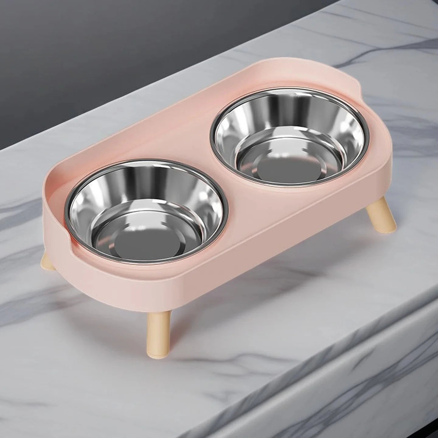Gamelle double sur pied surélevé pour chien et chat