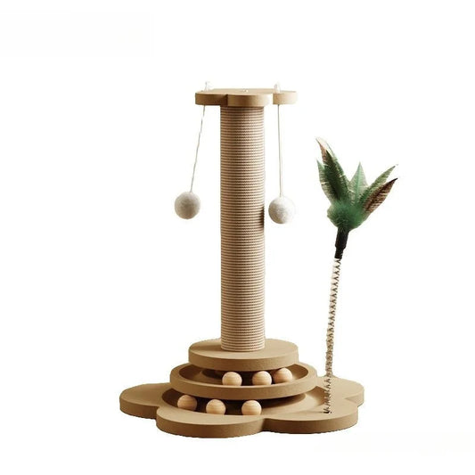 Griffoir colonne en sisal avec plateau à balles