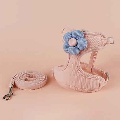 Harnais et laisse pour chat, décor fleur ou animal
