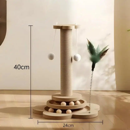 Griffoir colonne en sisal avec plateau à balles