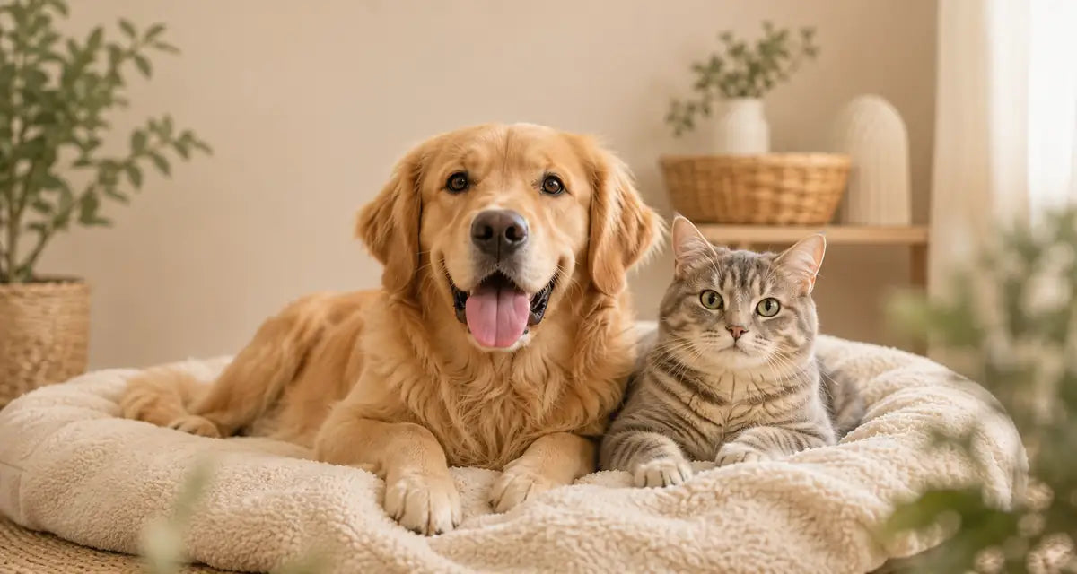 Un chien et un chat installés côte à côte